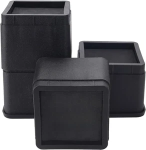 Juego de 4 elevadores de cama ajustables de 3 o 6 pulgadas para muebles de alta resistencia negros - Imagen 1 de 11
