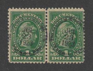 Scott # R240a, Used Pair, F, $1 Documentary, SOTN CDS Cancels, Worcester, MA - Picture 1 of 2
