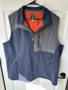 Orvis Wool Poly Blend Full Zip Hybrid Perf Fleece Lined Vest Blue Mens Sz XL - Picture 1 of 5