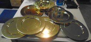 Lot of 8 International Silver Co 12  Inch Charger GOLD Plated USED - Picture 1 of 8
