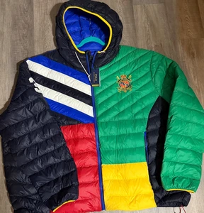 Chaqueta con Capucha Polo Ralph Lauren Otoño Clásica Bloques de Color Puffer Para Hombre Talla 5Xb Nueva con Etiquetas - Imagen 1 de 6