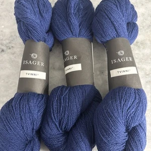 Lot 3 Isager Tvinni 100% Pure New Wool Navy Blue, 100g/510m Ea Color:54 Midnight - Picture 1 of 7