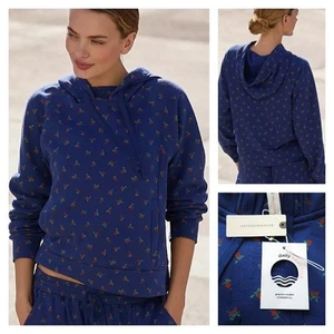 Daily Practice by Anthropologie Drawstring Hooded Sweatshirt Blue Large NWT $108 - Picture 1 of 6