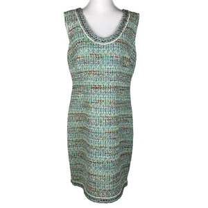 St John hauchdünnes französisches Tweed-Etuikleid Gr. 12 Meeresschaum mehrfarbig gefüttert neu mit Etikett $ 1595 - Bild 1 von 15