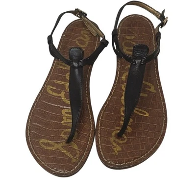 Sandalias de Tanga Sam Edelman Gigi con Tiras Cuero Negro - Talla 8 Foto 1 de 4