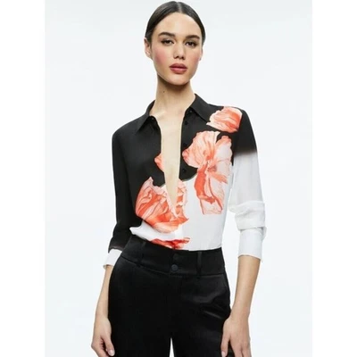 Blusa Alice + Olivia Brady Floral Seda Extra Grande Nueva con Etiquetas $375 Foto 1 de 4
