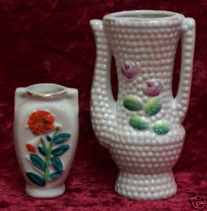 2 jarrones vintage en miniatura pintados a mano diseño floral hechos en Japón - Imagen 1 de 5