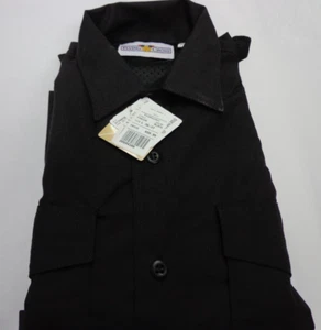 Flying Cross FX Men's Long Sleeve Black Shirt Hidden Front Zipper Large 36/37 - Picture 1 of 9
