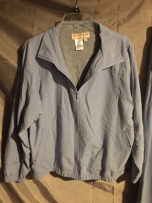 Norm Thompson Ropa Activa Viento Correr Jersey Forrado Cremallera Abrigo y Pantalones Grande Lt Azul Foto 1 de 4