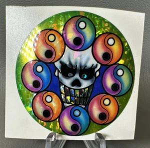 Pog Slammer Sticker Skeleton Skull Eightball Poison Hologram Sticker Vintage 90s - Picture 1 of 3