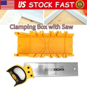12 Inch ABS Plastic Angle Clamping Mitre Box with SK5 Alloy Steel 14 In Back Saw - Picture 1 of 12