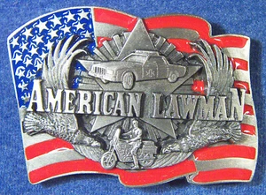 1992 AMERICAN LAWMAN Eagles Patriotic American Flag Belt Buckle - Siskiyou M-6/E - Picture 1 of 12