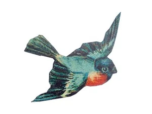 Rotkehlchen Brosche Miniblings Broschen Vogelbrosche Vogel Holz bedruckt blau - Bild 1 von 4