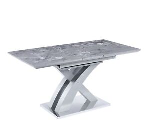 Stello Sintered Ceramic Stone & Glass Ext Dining Table In Black, Grey, White