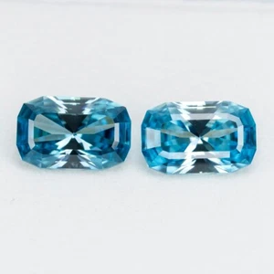4.35cts EXQUISITE CUSTOM CUSHION CUT CAMBODIAN NATURAL SEAFOAM BLUE ZIRCON PAIR - Picture 1 of 1
