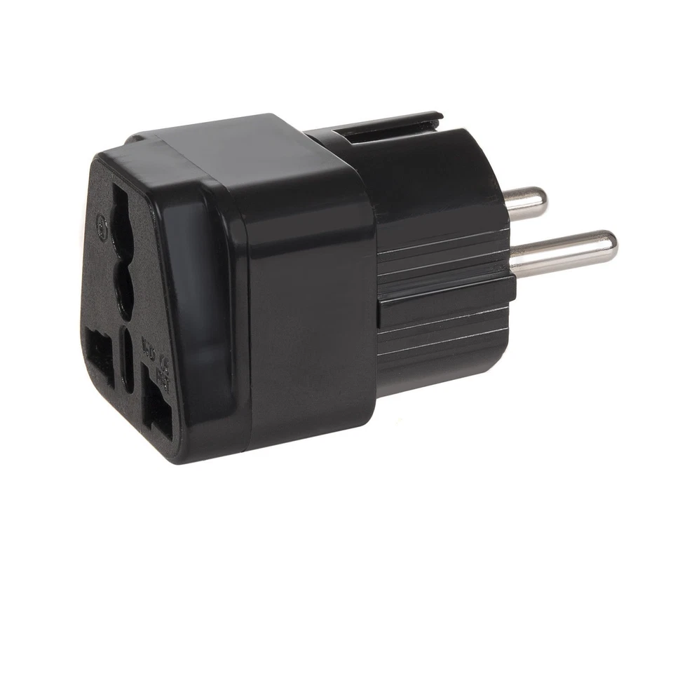 Reiseadapter Universal Maclean Energy UK EU Schuko Schwarz MCE155