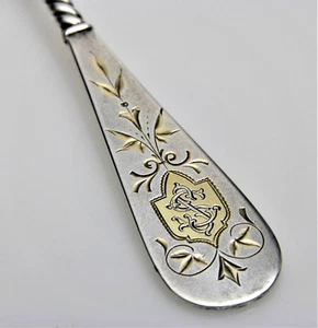 Historistische Vorlege Löffel Kordeldekor 800 Silber vergoldet Bruckmann 428/3 - Picture 1 of 8