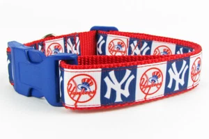 NY Yankees Hundehalsband Handarbeit verstellbar Schnalle Halsband Football 1" breit oder Leine - Bild 1 von 12