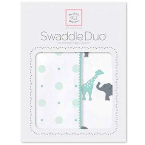 New SwaddleDesigns Swaddling 2 Blankets Swaddle Duo CIRCUS FUN Sea Crystal Green - Picture 1 of 2