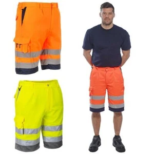 Pantalones cortos de trabajo Portwest para hombre Hi Vis de polialgodón | ropa de trabajo de alta visibilidad - Imagen 1 de 9