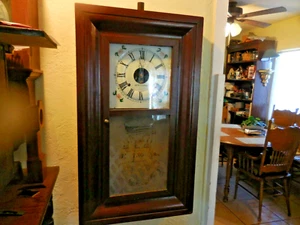 Relojes de latón vintage de ocho días hechos por Seth Thomas reloj de péndulo impulsado por pesas - Imagen 1 de 12