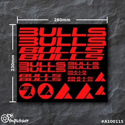 Bulls Sticker Neonrot | Aufklebersatz Set Fahrrad eBike BMX MTB Rahmen - Bild 1 von 4