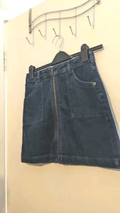 Jack Wills Blue Denim Zip Front Skirt Size 8 - Picture 1 of 5