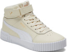 NEW Womens PUMA CARINA 2.0 MID COURT SNEAKER White White Gold LEATHER Shoes