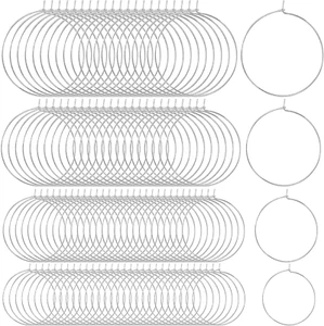 120PCS Earring Hoops, Beading, 4 Sizes, Silver Plated, Open, Round, for DIY Jewe - Picture 1 of 12