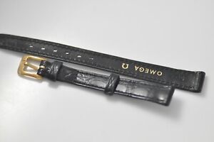 OMEGA Bracelet Montre 11mm Original Noir avec Boucle Neuf Stock Ancien (w63)