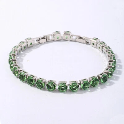Nuevo brazalete de plata de piedras preciosas citrino verde oliva joyería 6 mm con dije para mujer niña Foto 1 de 4