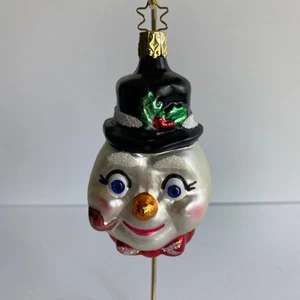 Inge Glas Frosty der Schneemann Kopf mundgeblasen Glas Weihnachtsschmuck - Bild 1 von 7