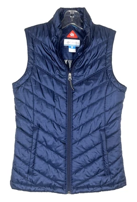 Chaleco Columbia Omni acolchado con aislamiento térmico al aire libre senderismo para mujer talla pequeña azul marino Foto 1 de 4