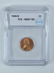 1949-S Lincoln Wheat Cent MS67 RD ICG *8438 - Picture 1 of 5