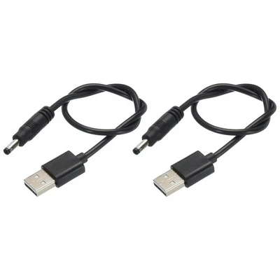 Cable de alimentación USB a CC 2 piezas 0,3 M USB a DC 4,0 mm x 1,7 mm cable de alimentación negro Foto 1 de 4