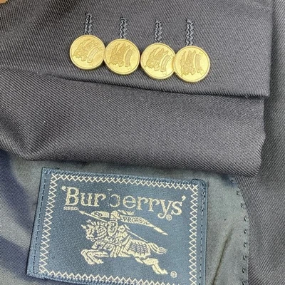 Vintage Burberrys Blazer Mens 38S Navy Blue Wool Gold Buttons Double Breast Peak - Image 1 of 4