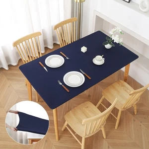 Navy Blue Spandex Stretch Fitted Tablecloth Table Top Cover for Dining Elasti... - Picture 1 of 5