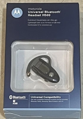 Vintage 2007 MOTOROLA Universal Bluetooth Headset H500 NIP w/Charger - Image 1 of 2