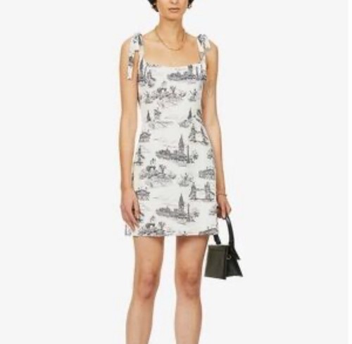 OFF WHITE Mini Abito Stampa Grafica London Annabell Riforma Taglia 8