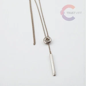 Georg Jensen Pendulum Bar Round Charm Necklace Sterling Silver 925 Rare - Picture 1 of 8