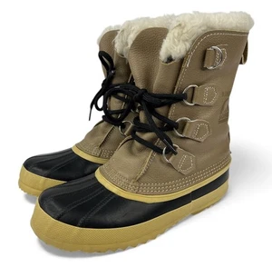 Sorel Manitou Schneestiefel Damengröße 7 Leder Fellbesatz Wollsocke hergestellt in Kanada EUC - Bild 1 von 21