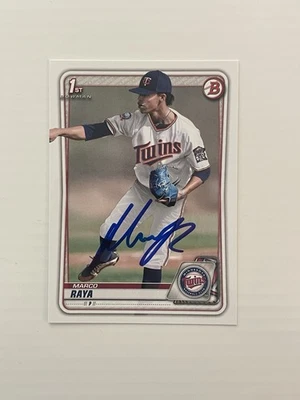 Marco Raya SIGNED 2020 Bowman Draft 1st RC #BD-63 IP AUTO Minnesota Twins E - Image 1 of 2