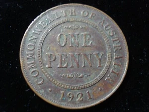 Australian 1921 Penny Coin 8 Pearls KGV - Bild 1 von 3