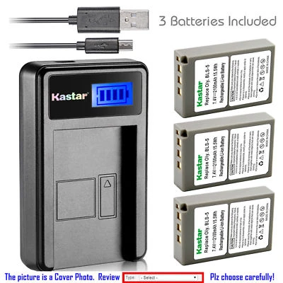 Cargador de batería o LCD BLS-5 para Olympus E-PL5 E-PL6 E-PL7 E-PL8 E-PM1 E-PM2 Foto 1 de 4