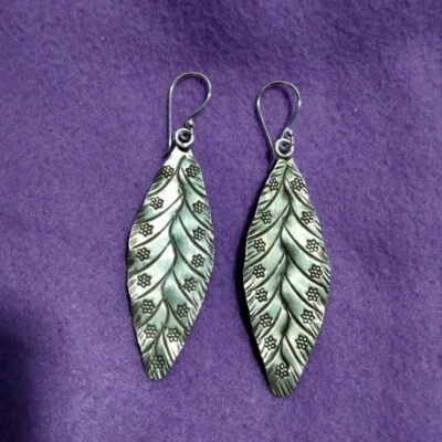 925精美银色耳环手工制作女士雪片皮肤叶 — 第 1/4 张图片