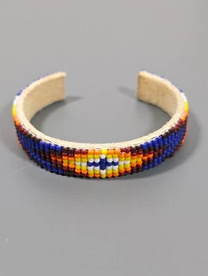 Brazalete Beachy Boho Western Azteca Cuentas Azul Amarillo 6.5 pulgadas Foto 1 de 4