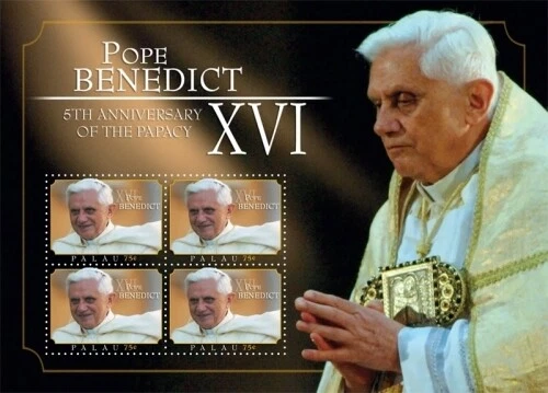 Palau 2010 - Papa Benedicto XVI - Hoja de 4 estampillas - Scott #1025 - MNH Foto 1 de 1