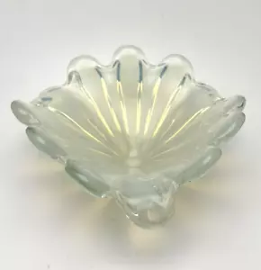 Vintage Murano White Clear Opalescent Art Glass Candy Dish - Picture 1 of 12