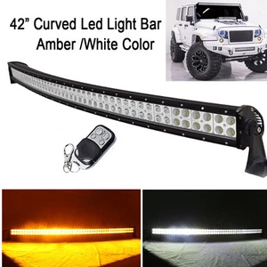 42" inch Amber White Strobeflash Led Curved Work Light Bar Combo Offroad Remote - Picture 1 of 10