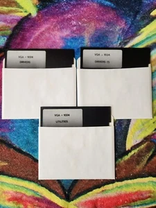 VGA 1024 Drivers And Utilities Disks - Lot Of 3 - 5.25" Floppy Disk - Picture 1 of 2